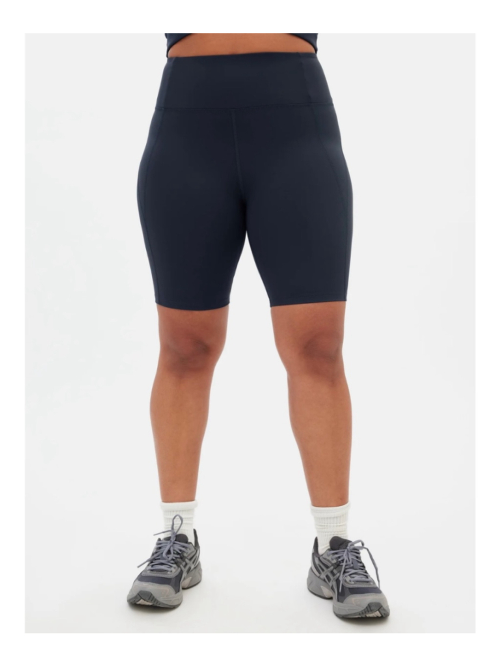Girlfriend collective skyline blue high rise bike shorts medium
